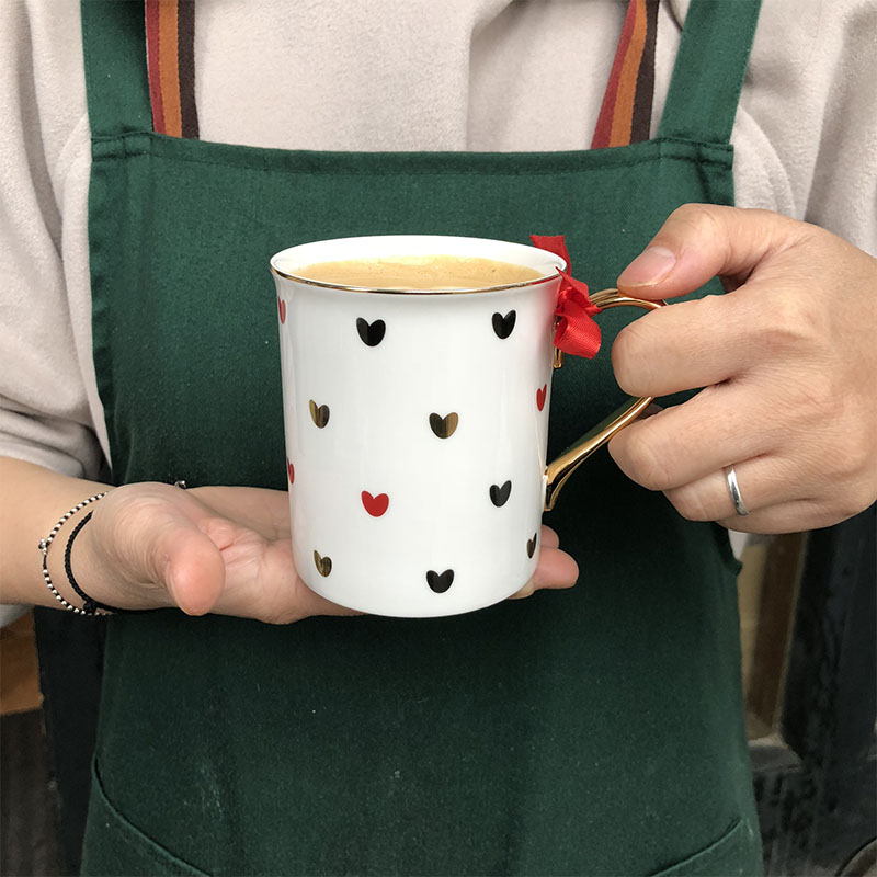 American Phnom Penh Cup Heart Mug Bone China Ceramic Cereal Cup Breakfast Cup Creative Love Large Capacity Water Cup
