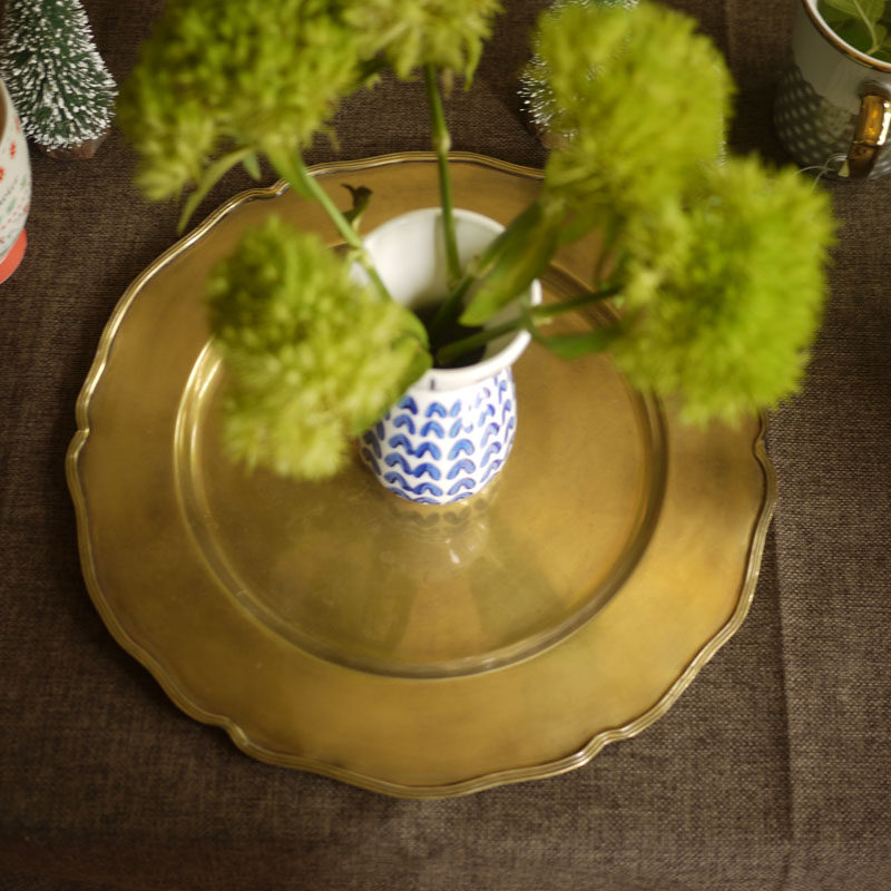 European-style Indian brass large tray handicraft craft creative decoration tray alloy luxury