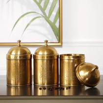 India imported handmade copper products Tea cans storage cans Model room soft storage cans decorative cans ornaments