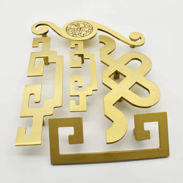 New Chinese style furniture simple back pattern pure copper handle mahogany furniture hardware accessories handle solid wood furniture handle