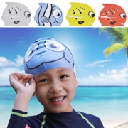 Bé trai và bé gái có độ đàn hồi cao hoạt hình trẻ em chống nắng silicone không thấm nước mũ bơi thiết bị bơi cá mập mũ bơi - Mũ bơi