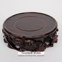 Solid wood base wooden round stone vase bonsai ornaments base can be grooved teapot teapot tea cup purple sand pot wooden support