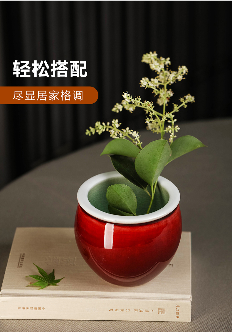 Jingdezhen ceramics ruby red floret bottle mini flower arranging, contracted sitting room of Chinese style household adornment creative furnishing articles