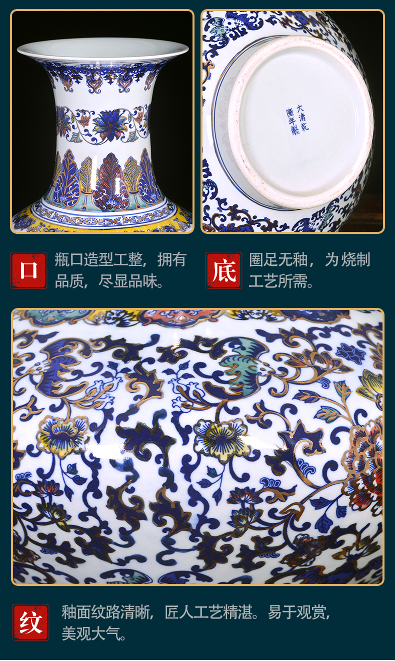 Jingdezhen ceramics antique Chinese blue and white porcelain vase Chinese style living room TV cabinet porch is decorated furnishing articles gifts