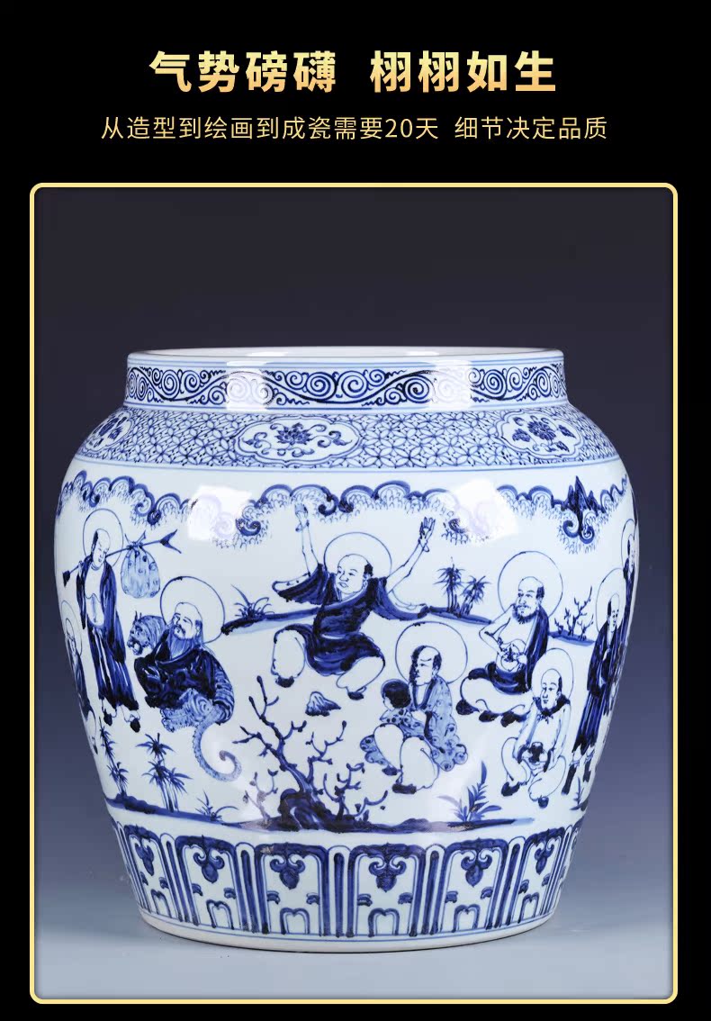 Jingdezhen ceramic aquarium place large flower pot imitation Ming xuande is blue and white porcelain of the big Chinese courtyard sitting room adornment