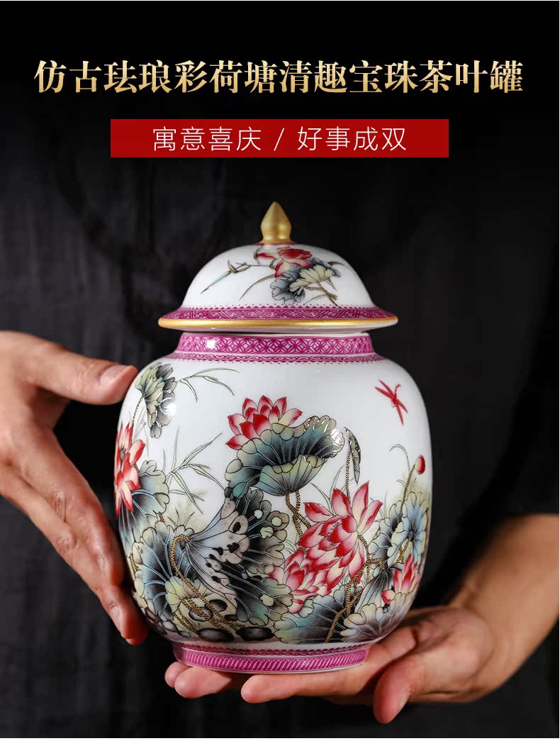 Jingdezhen ceramics POTS of archaize colored enamel snacks storage tank and pu 'er tea caddy fixings small home