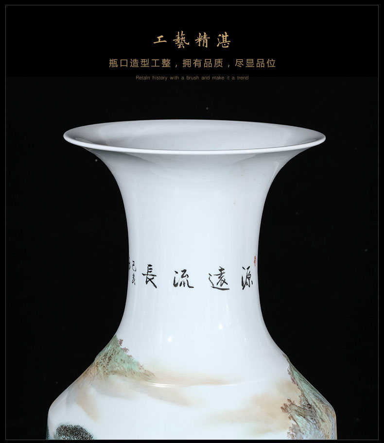 Jingdezhen ceramics by hand draw pastel big vase landing place hotel opening gifts oversized living room