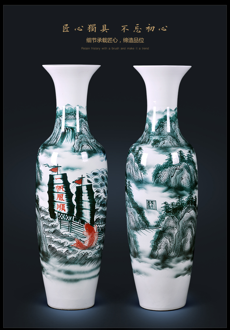 Jingdezhen ceramics hand - made a smooth landing big vase to heavy sitting room adornment is placed large hotel