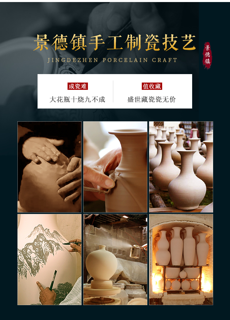 Jingdezhen hand - made pastel auspicious phoenix hotel to the gauge the vase the sitting room porch oversized ground ceramic decorative furnishing articles