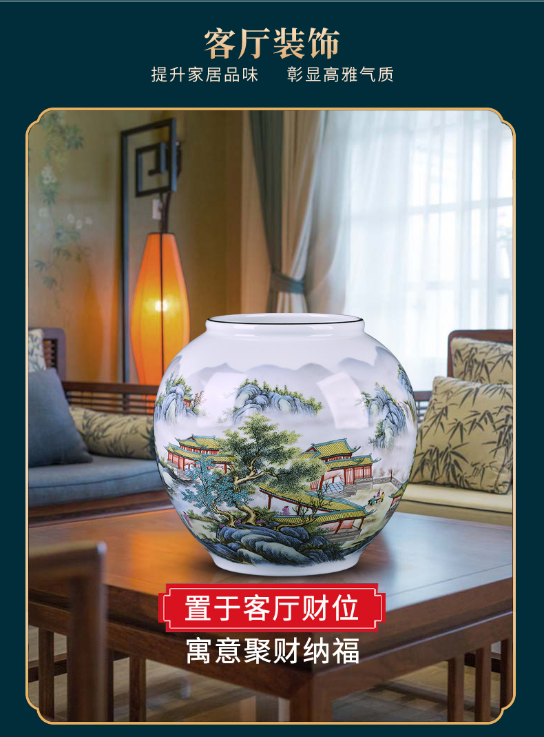 Jingdezhen ceramics furnishing articles vases, flower arranging enamel jar living room TV ark, rich ancient frame handicraft ornament