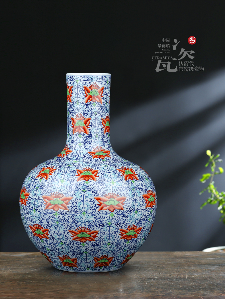 Jingdezhen ceramics celestial Chinese blue and white vase bucket color porcelain ornaments study the sitting room TV ark, furnishing articles arranging flowers