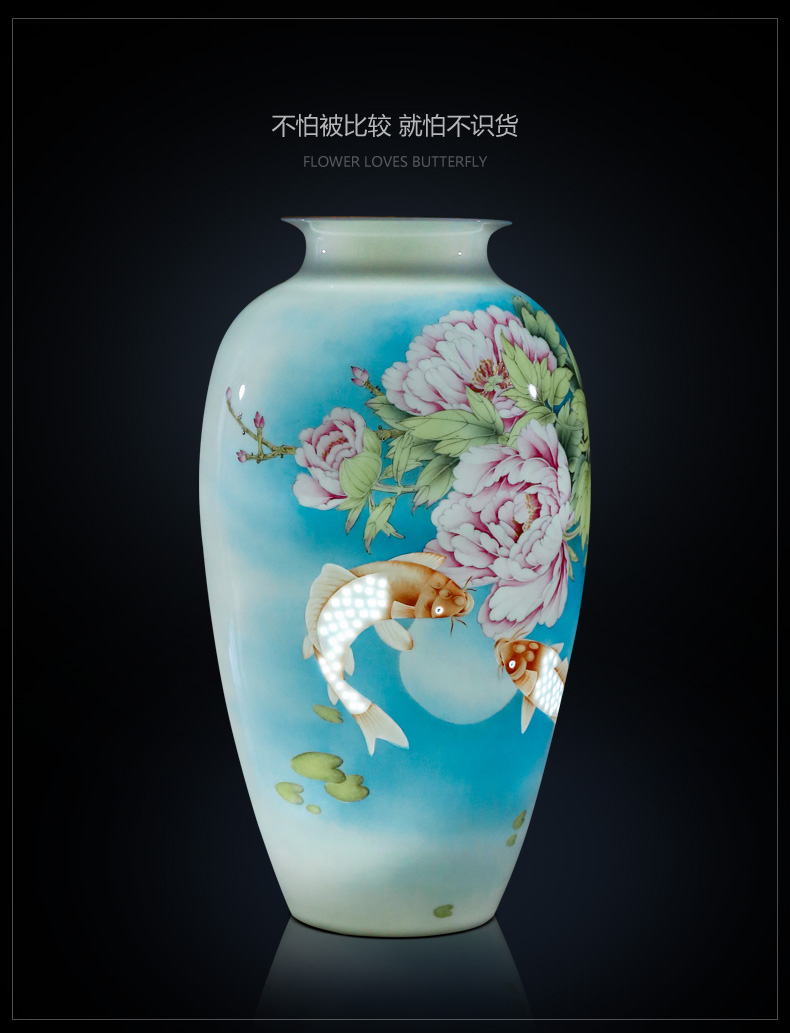 Jingdezhen ceramics hand - made vases, flower arrangement sitting room adornment flowers Chinese style household TV ark, handicraft furnishing articles