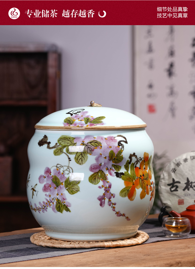 Jingdezhen porcelain ceramic seal pot large household pu - erh tea and tea caddy fixings storage tanks with cover savings pot