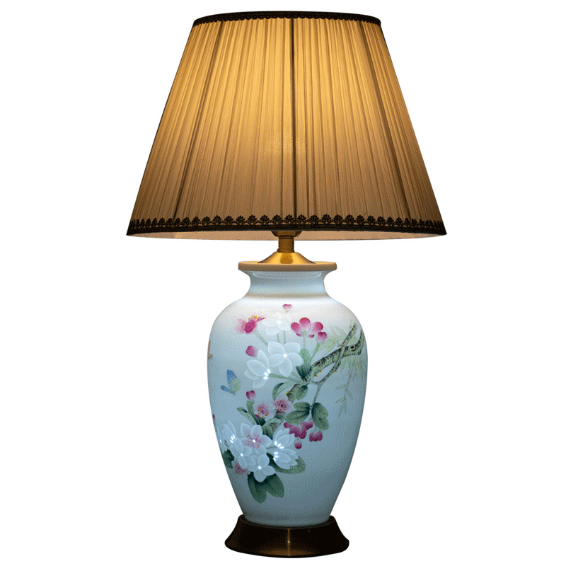 Jingdezhen ceramics hand - made flowers money butterfly vase of new Chinese style household adornment marriage room bedroom berth lamp