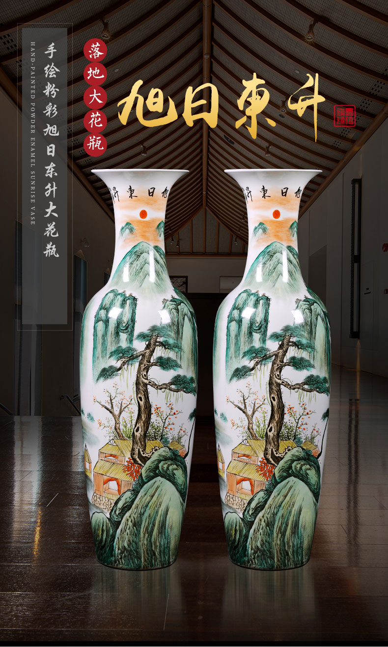 Jingdezhen ceramics of large vases, hand - made famille rose porcelain hotel Chinese style adornment furnishing articles large living room