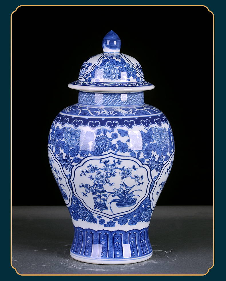 Chinese blue and white porcelain is jingdezhen ceramics general as cans of large storage tank sitting room TV ark adornment furnishing articles