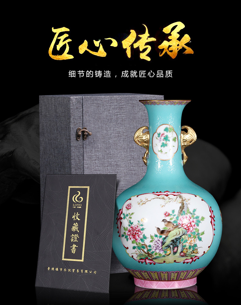 Jingdezhen ceramics imitation the qing qianlong blue scramble for flowers open the painting of flowers and household adornment design gift furnishing articles