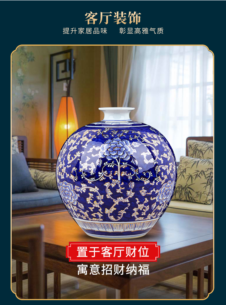 The see colour blue and white porcelain of jingdezhen ceramics hand - made vases, flower arrangement, The sitting room of Chinese style household adornment table furnishing articles