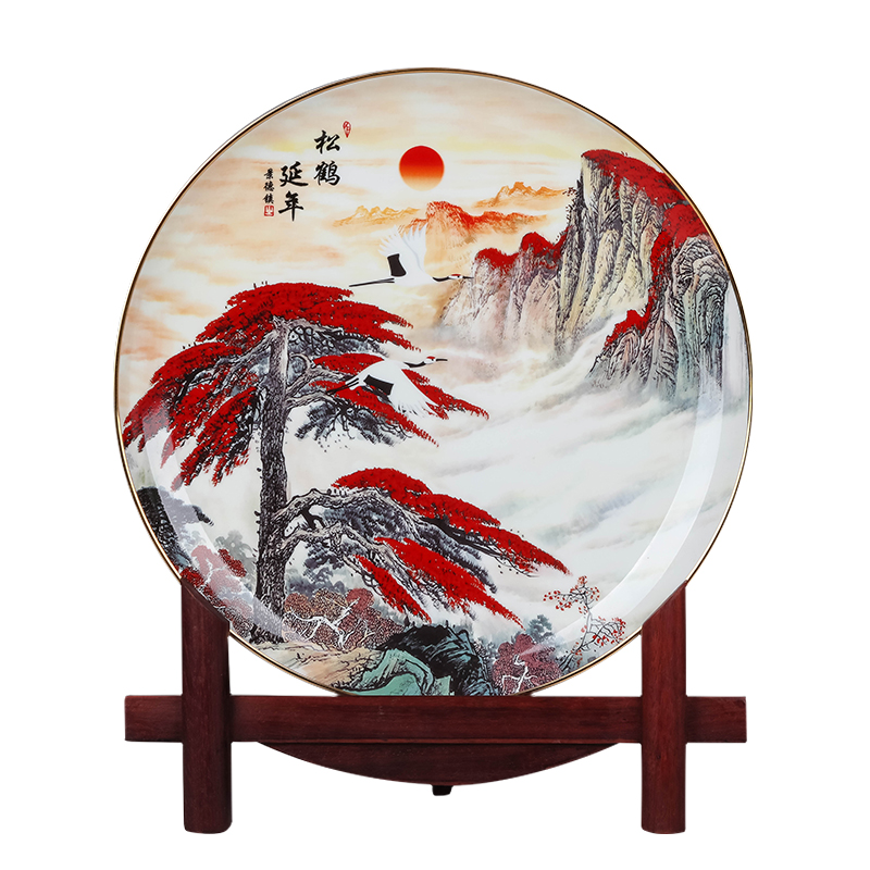 Jingdezhen ceramics powder enamel hang dish decorative plates of the reward disc Chinese style household, sitting room porch swing plate craft gift