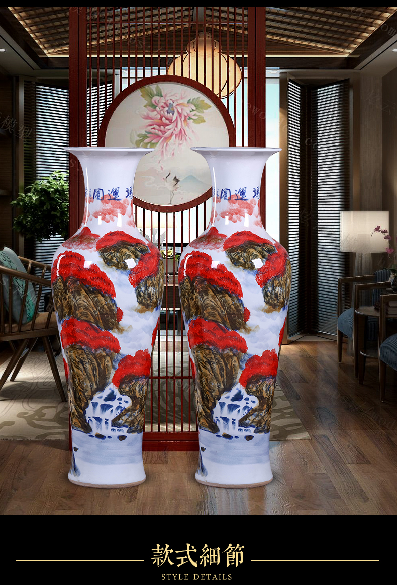 Jingdezhen ceramics hand - made ground vase furnishing articles large new Chinese style household living room TV cabinet decoration