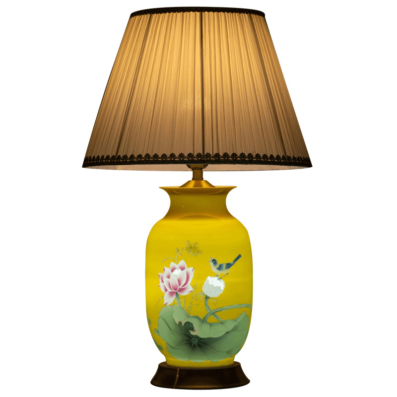 Jingdezhen porcelain vases peak lotus pond was fragrant lamp of the head of a bed knife clay I the new Chinese style living room lamp decoration