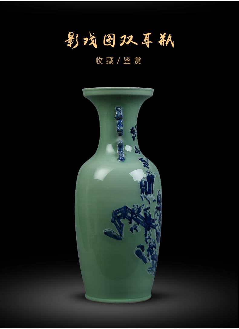 Jingdezhen ceramic vase landing a large sitting room of Chinese style flower arranging porch is decorated furnishing articles opening gifts blue and white porcelain