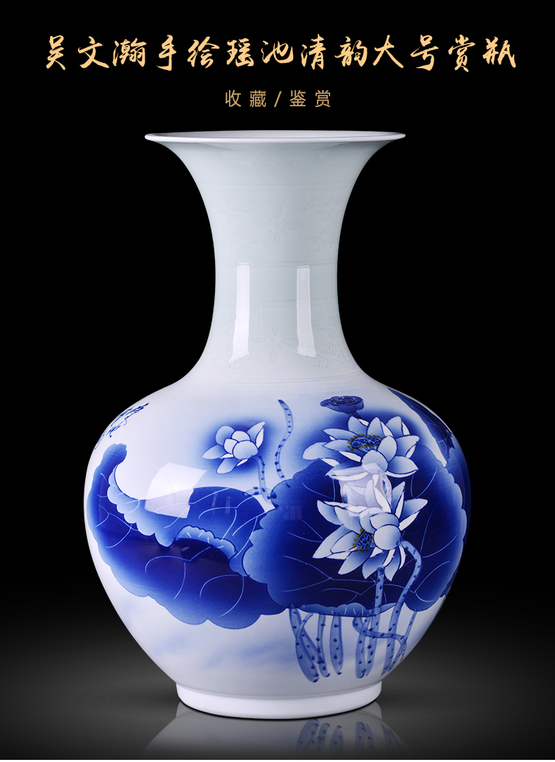 Jingdezhen ceramics vase hand - made Chinese style household flower arrangement sitting room adornment design porch place TV ark