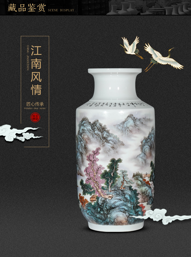 Jingdezhen ceramic masters of large vase hand - made jiangnan amorous feelings of famille rose decoration furnishing articles opening taking gifts