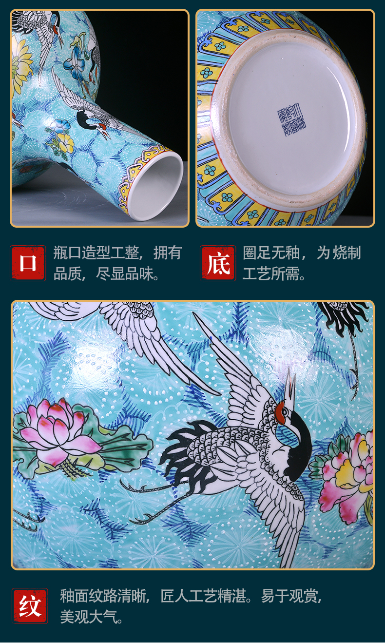 Jingdezhen ceramics by hand the pastel sky vases, flower arranging large new Chinese style sitting room adornment desktop furnishing articles