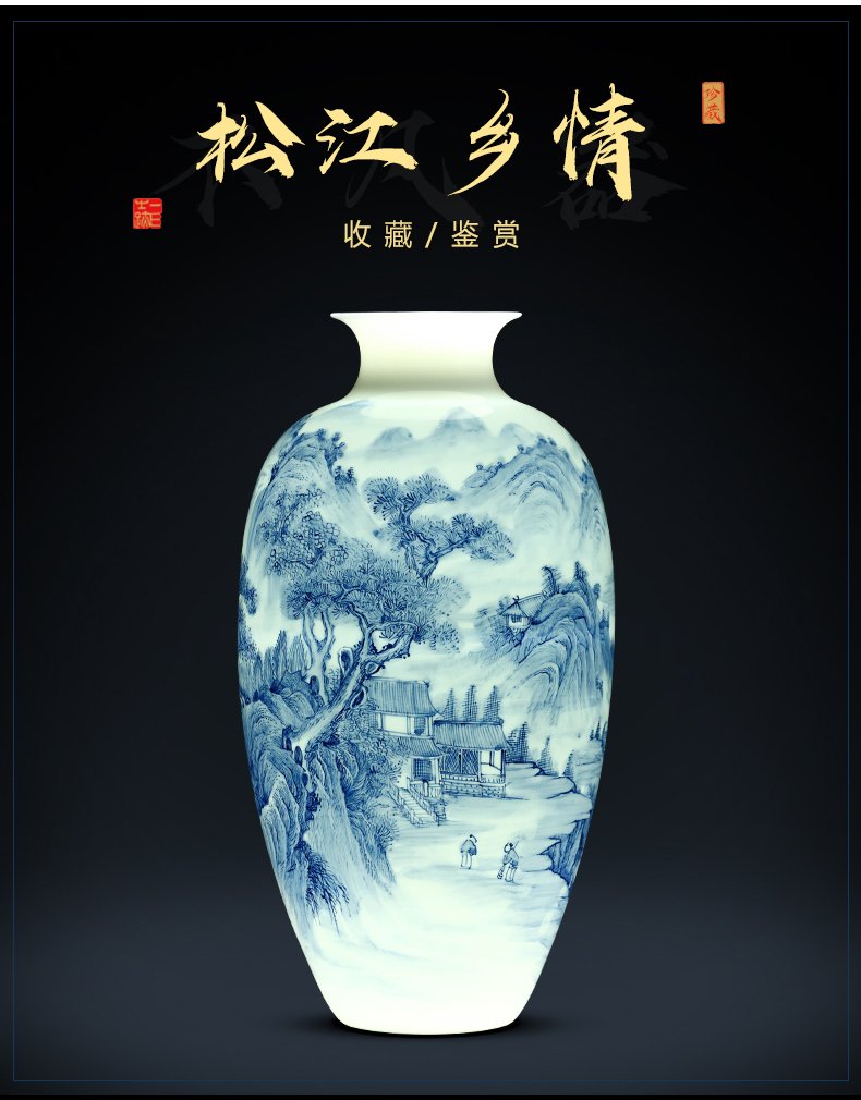 Jingdezhen hand - made ceramic vases, flower arrangement sitting room of Chinese style decoration Chinese wind restoring ancient ways porch home furnishing articles