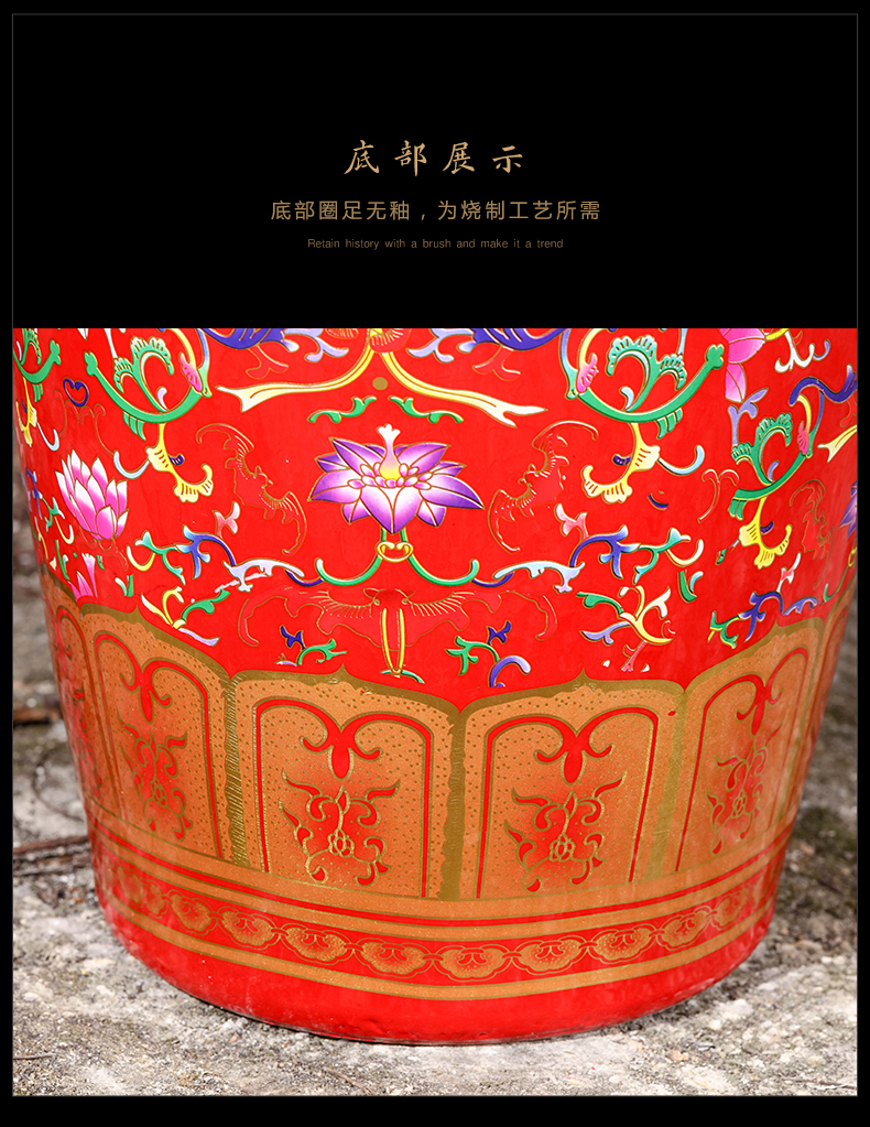 Jingdezhen ceramics bound lotus flower vase of large sitting room hotel porch of new Chinese style restoring ancient ways furnishing articles extra large