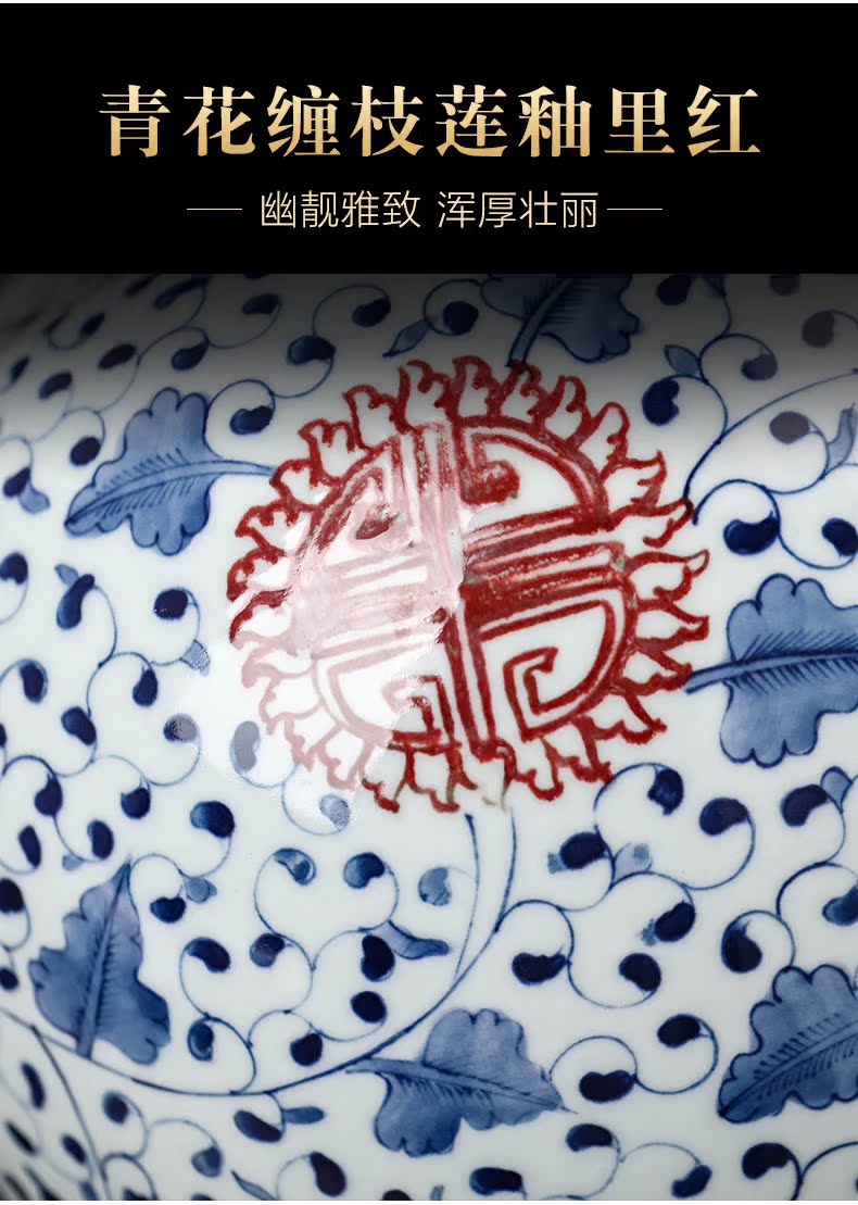 Jingdezhen ceramic hand - made youligong tea pot storage canister to large sealed with cover storage wake tea urn