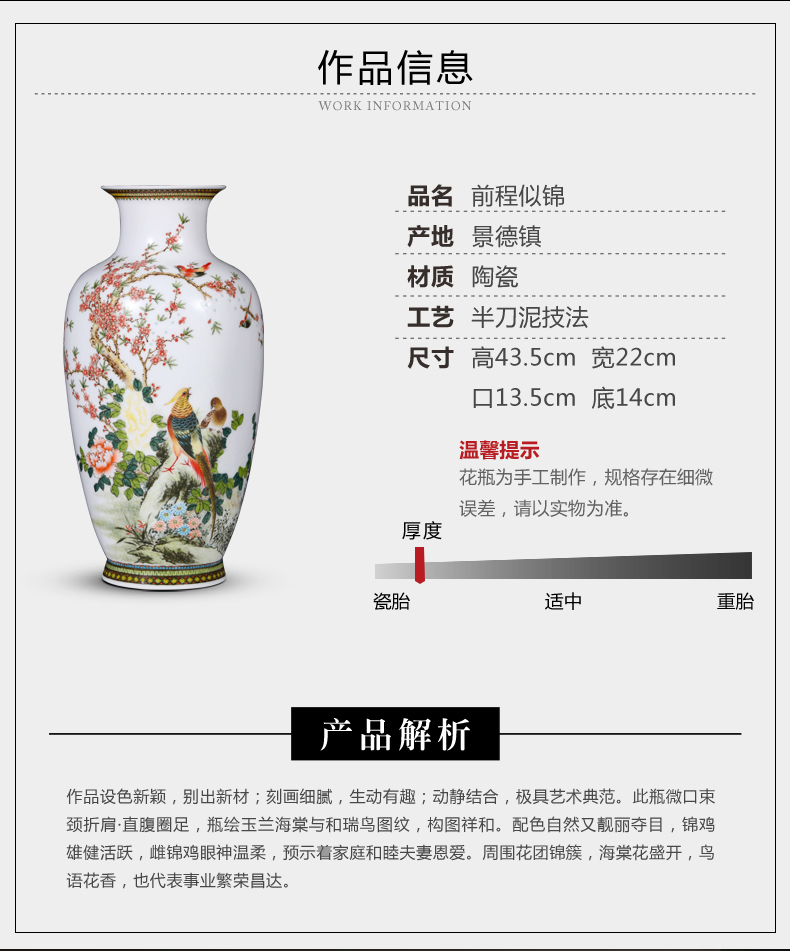 Jingdezhen ceramics hand - made vase colorful future large Chinese style living room TV cabinet decoration gifts