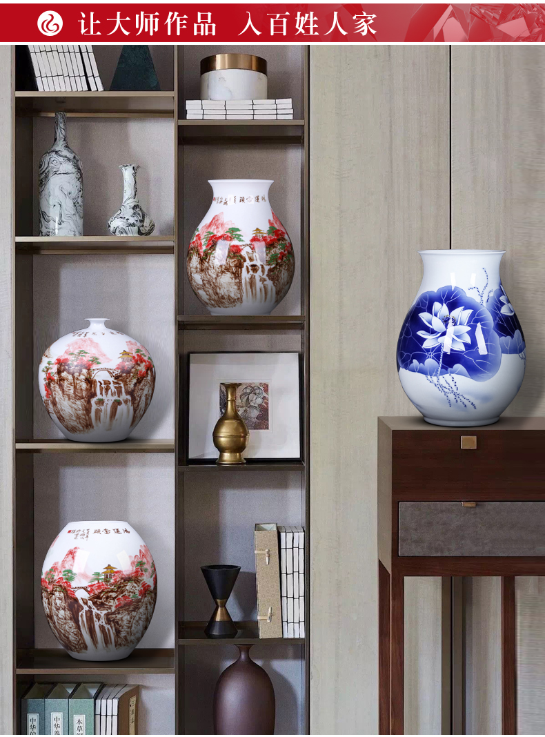 Jingdezhen ceramic vase furnishing articles living room porcelain bottle arranging flowers, Chinese style household adornment hand - made crafts