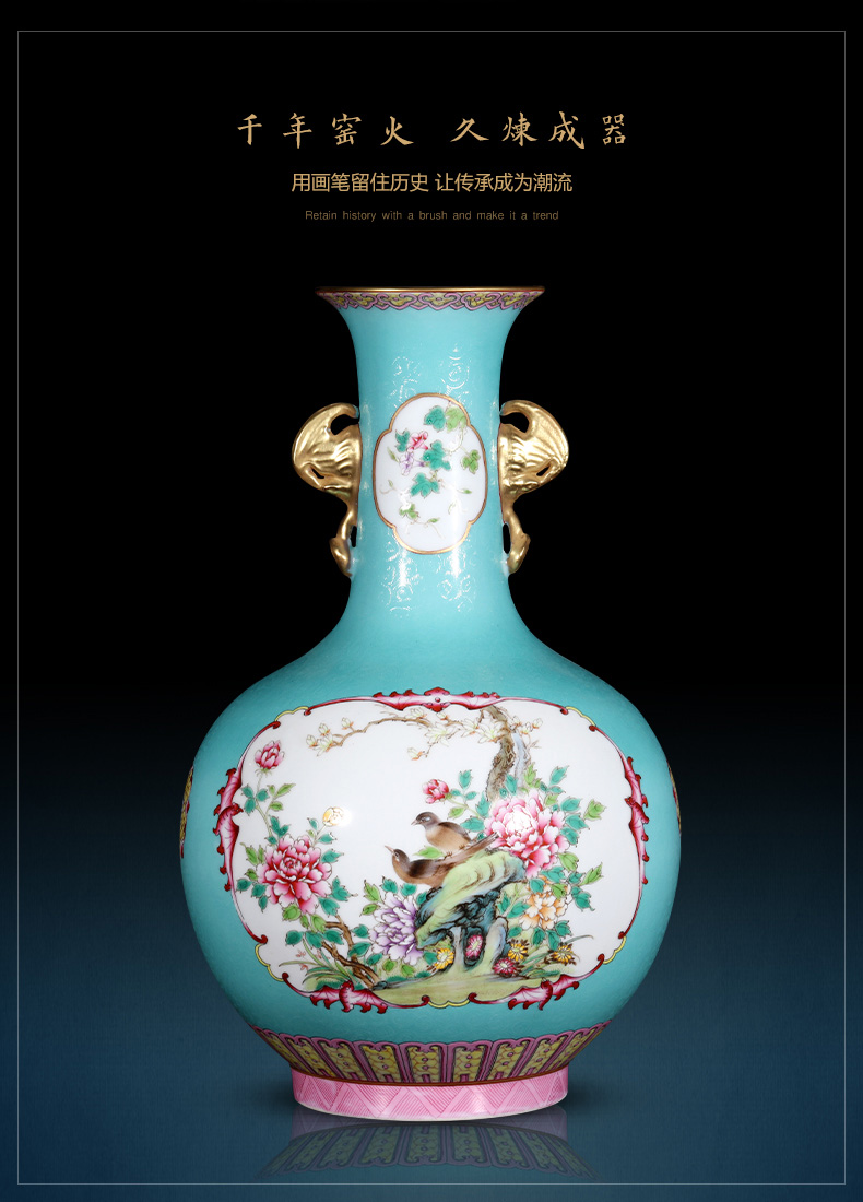 Jingdezhen ceramics imitation the qing qianlong blue scramble for flowers open the painting of flowers and household adornment design gift furnishing articles