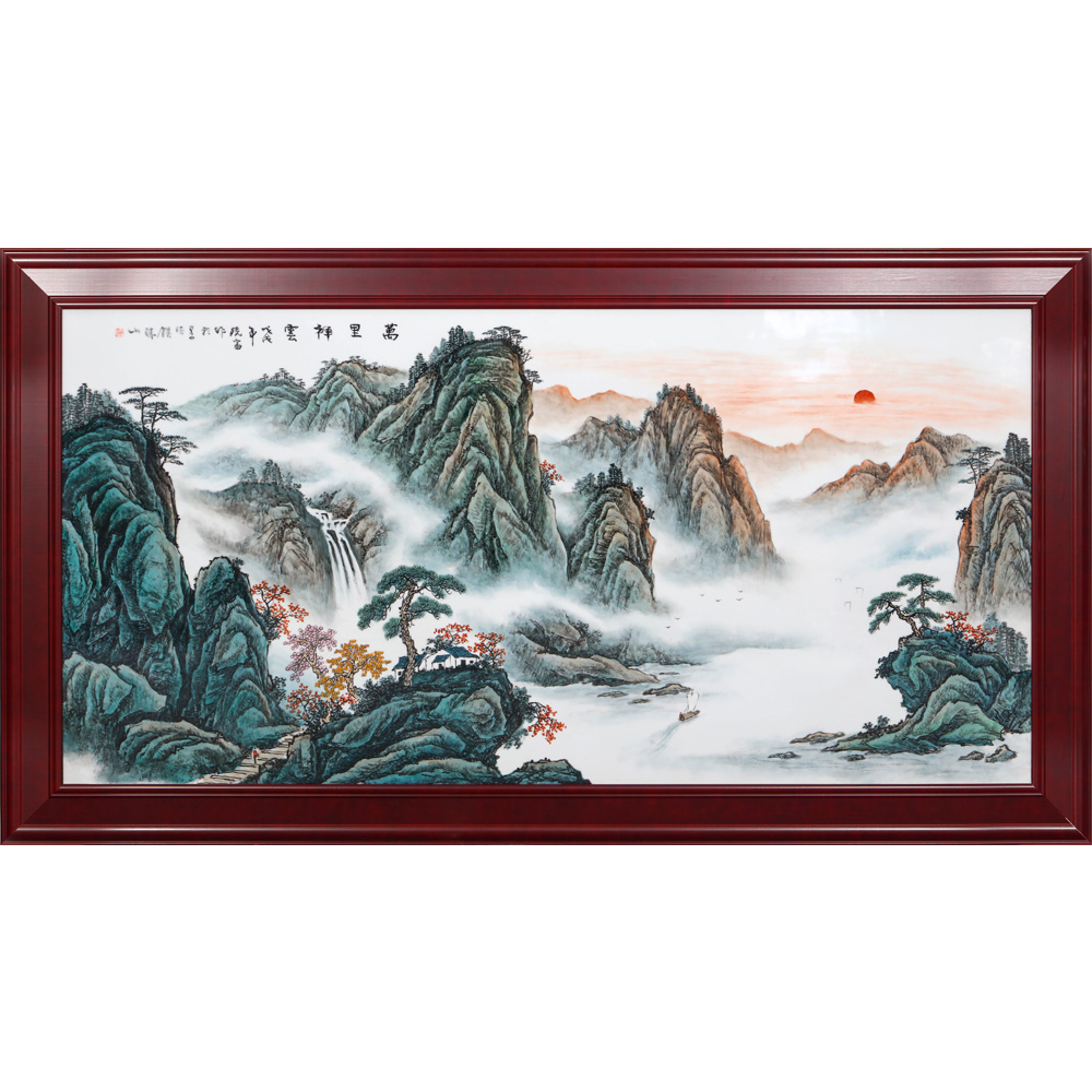 Jingdezhen porcelain plate painting the living room sofa background wall mural decoration restaurant famous hand - made scenery hang a picture