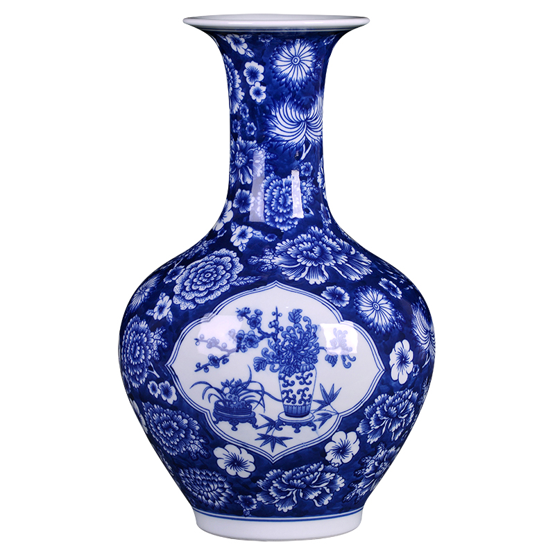 Jingdezhen ceramics antique Chinese blue and white porcelain vases, flower arrangement sitting room TV ark adornment desktop furnishing articles