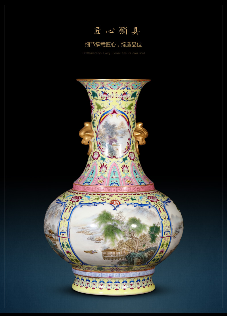 Imitation the qing jingdezhen ceramics powder enamel open and flat belly vase home sitting room adornment handicraft furnishing articles