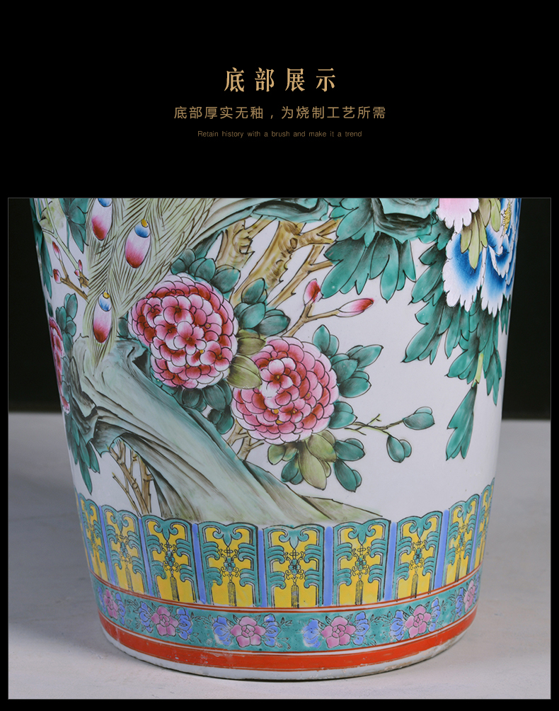 Jingdezhen ceramics powder enamel craft wealth and longevity of large vases, Chinese style living room decoration decoration