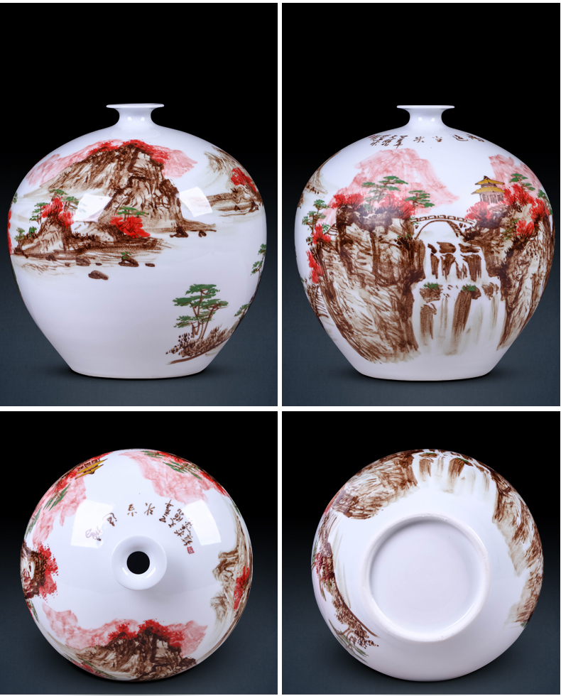 Jingdezhen ceramic vase furnishing articles living room porcelain bottle arranging flowers, Chinese style household adornment hand - made crafts