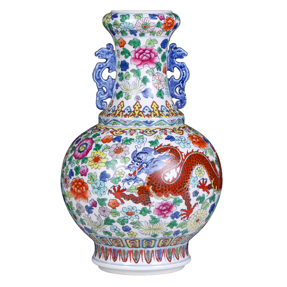 Jingdezhen ceramics Chinese vase decoration blue and white color in extremely good fortune garlic furnishing articles imitation the qing qianlong bottle