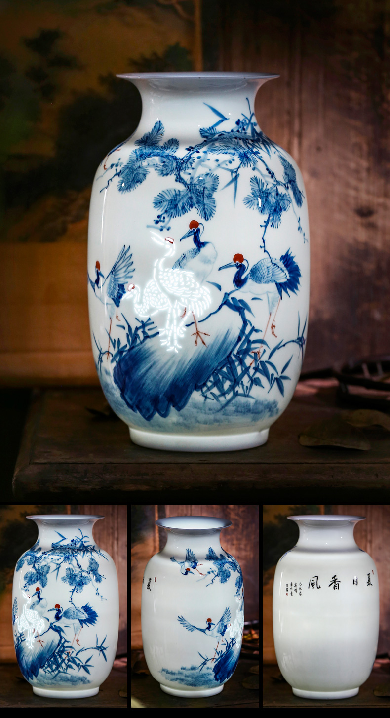 Jingdezhen ceramics hand - made vases, flower arranging dried flowers sitting room of Chinese style household TV ark, porch decoration furnishing articles