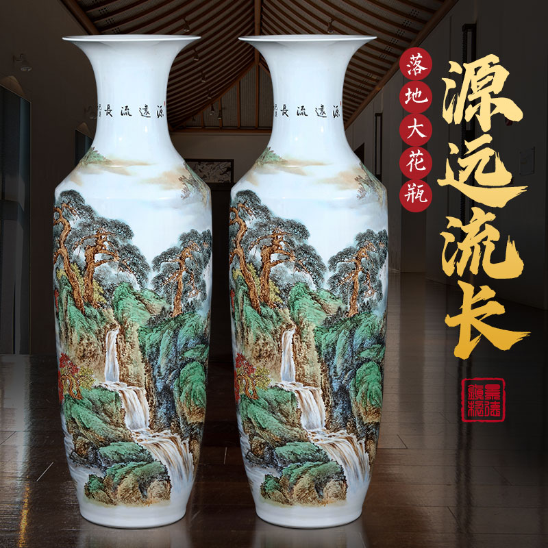 Jingdezhen ceramics by hand draw pastel big vase landing place hotel opening gifts oversized living room