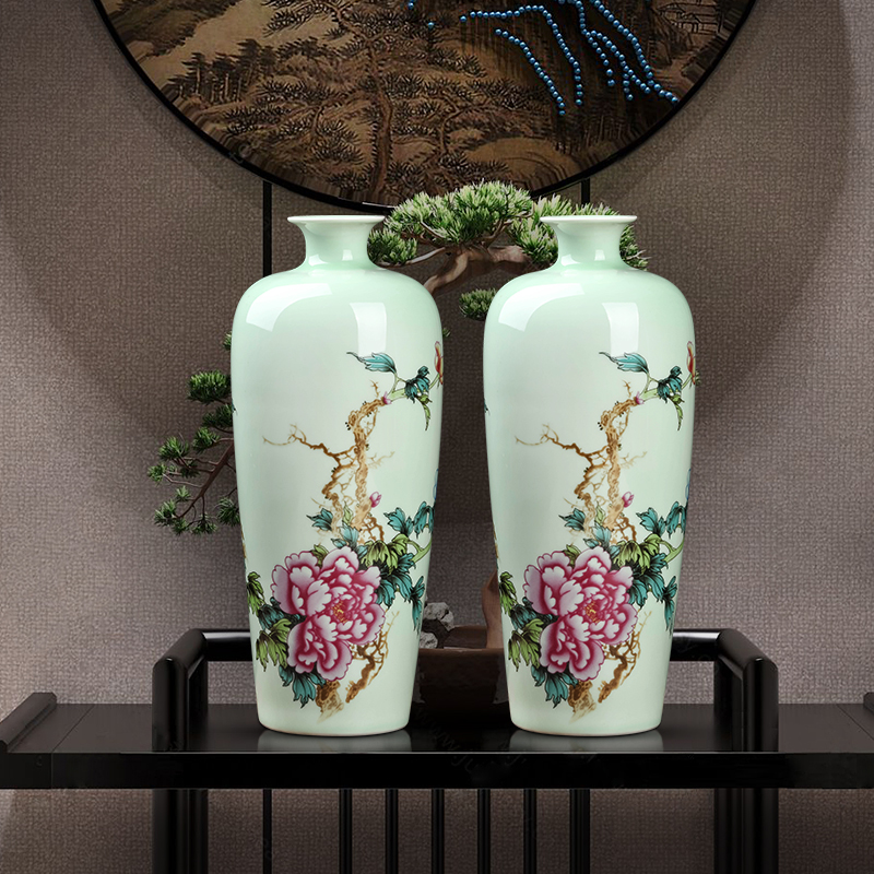 Jingdezhen ceramics rich ancient frame shadow blue enamel vase household flower arranging the sitting room porch decoration handicraft furnishing articles