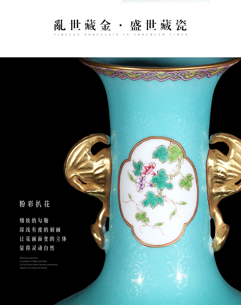 Jingdezhen ceramics imitation the qing qianlong blue scramble for flowers open the painting of flowers and household adornment design gift furnishing articles