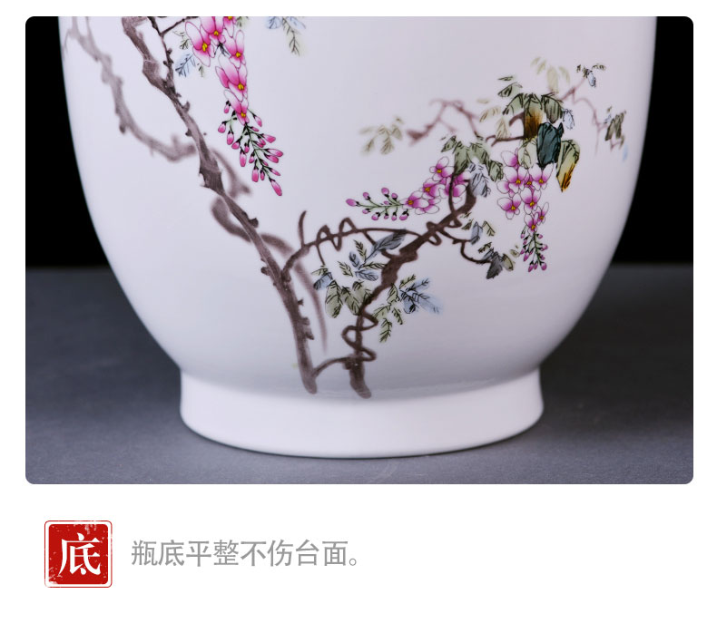 Jingdezhen ceramic vase pastel eggshell porcelain flower arrangement sitting room adornment study ancient frame of Chinese style household furnishing articles