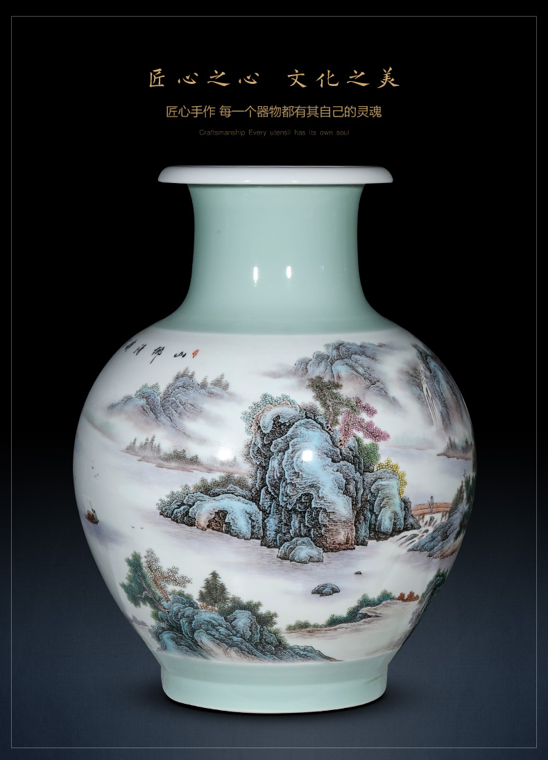 Jingdezhen famous hand - made ceramic vase furnishing articles of Chinese style living room floor large porcelain ornaments housewarming gift