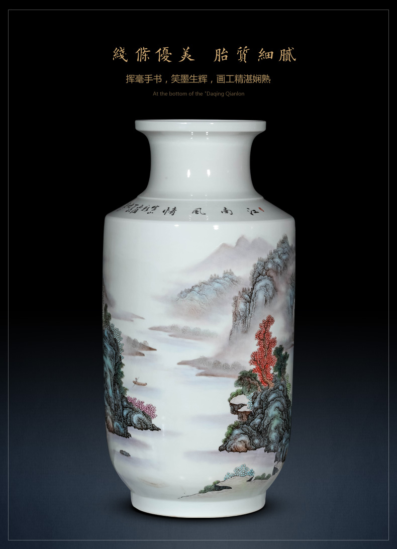 Jingdezhen ceramic masters of large vase hand - made jiangnan amorous feelings of famille rose decoration furnishing articles opening taking gifts