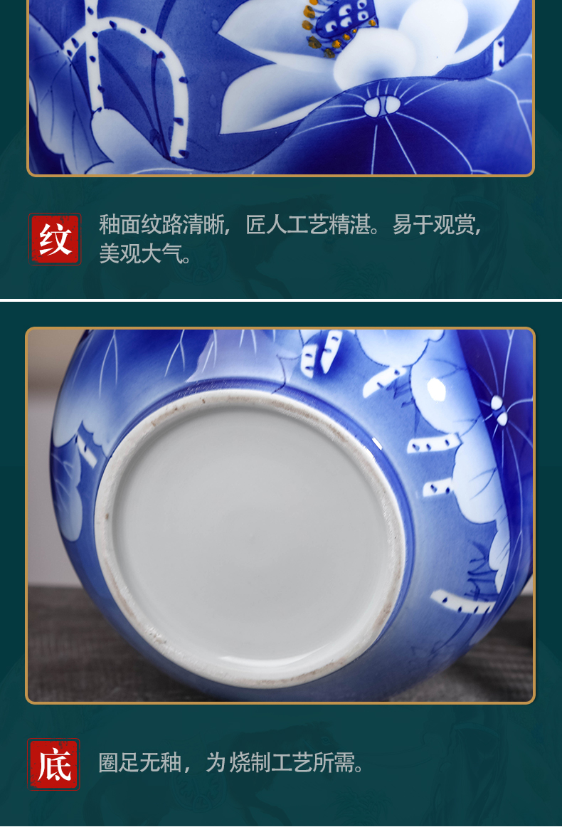Blue and white porcelain of jingdezhen ceramic tea Chinese tea pot with cover seal storage jar decorations furnishing articles