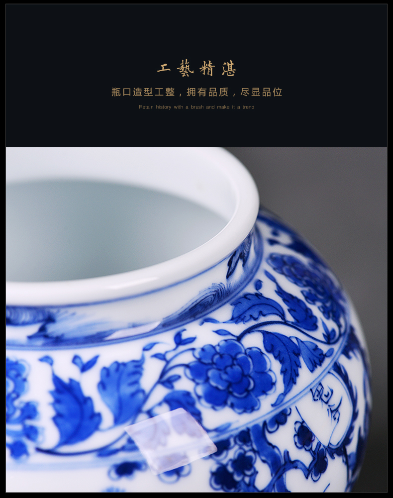 Jingdezhen ceramic vase famous hand - made imitation of yuan blue and white porcelain living room TV cabinet decoration of Chinese style household furnishing articles